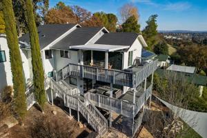 an aerial view of a white house with decks at Terrace Hill Modern Paso Robles Escape Near Wineries Dining and Hot Springs in Paso Robles