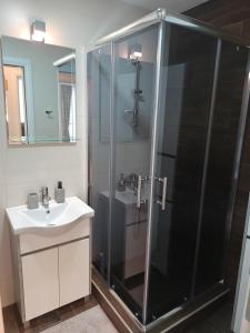 Koupelna v ubytování Gold Apartman + 17 fotografií