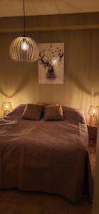 a bedroom with a large bed with two pillows at Great apartment in Vantaa Close to the airport, with Sauna! in Vantaa +9 photos