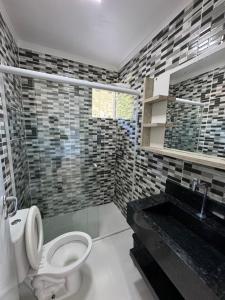 Koupelna v ubytování Hospedagem da Marli Bombinhas