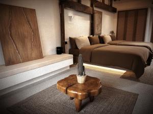 Resort in the valley of Zen 無名川禅意概念酒店客房内的一张或多张床位