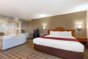 a hotel room with a bed and a bath tub at Comfort Inn University Center in Fairfax