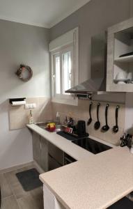 a kitchen with a sink and a counter at Neapolis Apartment in Kavála