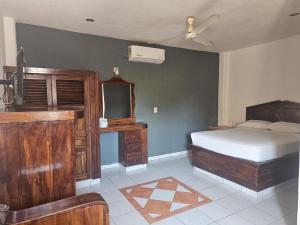 a bedroom with a bed and a tv in it at hotel brisas del pacifico in Puerto Vallarta