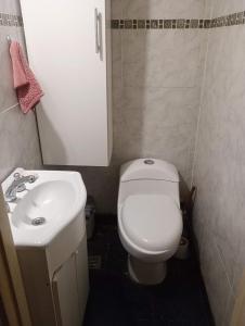 a small bathroom with a toilet and a sink at Dpto meli in Mar del Plata
