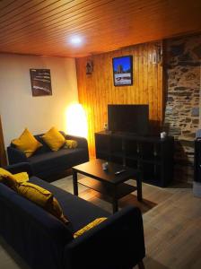 a living room with two couches and a television at Casa do Henrique in Bragança +1 photo