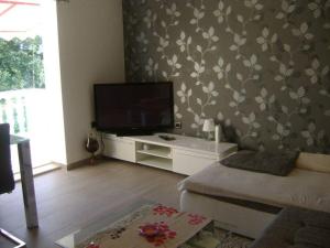 salon z telewizorem z płaskim ekranem na ścianie w obiekcie Apartments Darko w Sukošanie