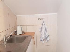 kuchnia ze zlewem i ręcznikiem na ścianie w obiekcie Apartments Darko w Sukošanie +22 zdjęcia