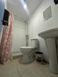 un bagno con un water e un lavandino di Hostal Duchantu a Dichato Altre 37 foto