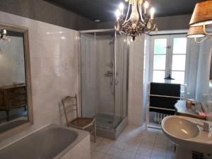 Koupelna v ubytování Maison familiale près du Zoo de la Flèche avec piscine chauffée, jardin et cheminée - FR-1-410-377
