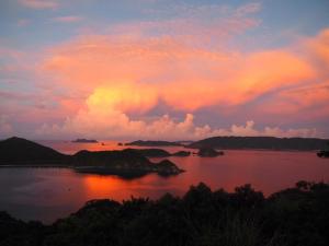 a view of a large body of water at sunset at Cha Villa in Zamami