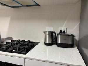 Η κουζίνα ή μικρή κουζίνα στο Orion Luxury Apartment Accommodation LTB +3 φωτογραφίες