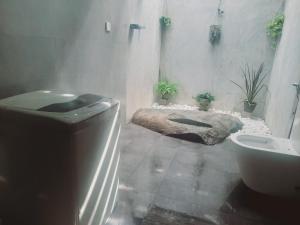 een badkamer met een toilet en potplanten. bij Dimond rick villa in Hikkaduwa +43 foto's