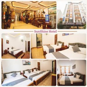 a collage of four pictures of a hotel room at SUNSHINE HOTEL in Quy Nhon