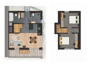 a rendering of a floor plan of a house at The Sopa - heritage premium houses in Zakopane +80 photos