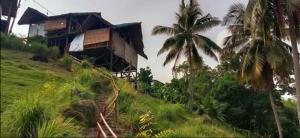 a house on top of a hill with palm trees at Ressie's Bakilid Events Place Rental in Lalaan