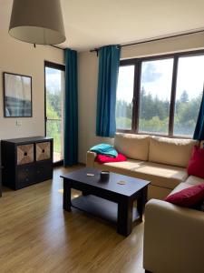 Μια τηλεόραση ή/και κέντρο ψυχαγωγίας στο Picturesque Apartment in beautiful setting surrounded by Mountain and Ski Slope Views