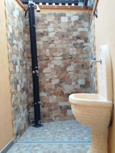 ヴィッラシミーウスにあるCasa vacanza Villasimiusの石壁のバスルーム(トイレ付) +6枚の写真