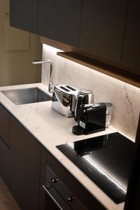 ミラノにあるMilan Luxury Suite - 15 Min Duomoの- キッチンカウンター(シンク、トースター付)