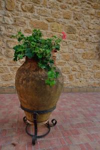 a large vase with a plant on a stand at Il triclinio B&B in Piazza Armerina