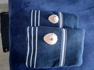 two donuts sitting on top of a blue pillow at Anreith Close in West Point
