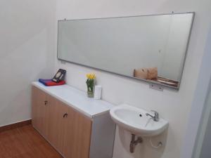 a bathroom with a sink and a mirror at Homestay Syariah Bantul in Bantul +21 photos