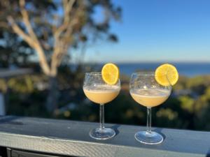 due bicchieri con fette d'arancia dentro appoggiati su un tavolo di Hawkesview a Vincentia Altre 28 foto