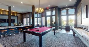 弗赖拉辛Modern & Cozy Apt with pool in prime location的带酒吧的客房内的台球桌