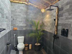 吉利阿尔MoonBag Bungalows的一间带卫生间和植物的浴室