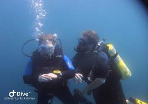 Un groupe de trois personnes dans l'eau dans l'établissement kite Paradise Resort, à Kalpitiya