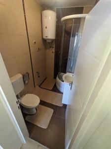 a small bathroom with a toilet and a sink at Apartman Isak in Banja Luka +6 photos