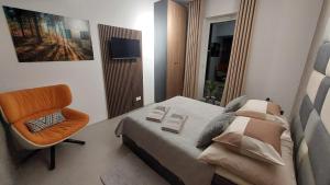Televízia a/alebo spoločenská miestnosť v ubytovaní Premium Apartment Eleven