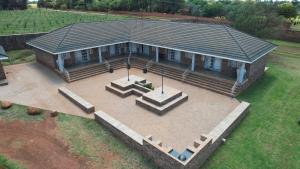 an aerial view of a house with a patio at Oewerpark Landgoed Accommodation in Pretoria
