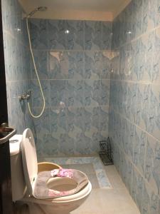 a bathroom with a toilet and a shower at Ounilla valley in Tizgui nʼBarda +57 photos