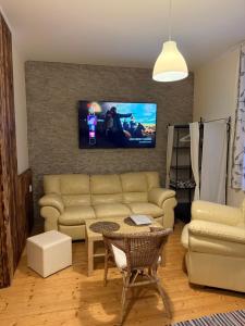 TV a/nebo společenská místnost v ubytování Penzión Astoria