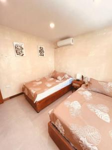 a bedroom with two beds and a air conditioner at Cosmos House in the Jungle in Santa Teresa Beach