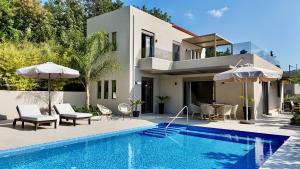 a villa with a swimming pool and a house at Villa Karissa in Gavalochori