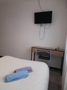 TV a/nebo společenská místnost v ubytování Hotel Restaurant Calypso
