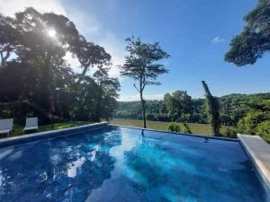 a swimming pool with a view of the trees at Arasy in Puerto Iguazú