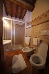 a bathroom with a toilet and a sink at LA CASA DEL CALZOLAIO in Radicofani