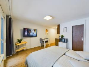 TV a/nebo společenská místnost v ubytování Panorama hideaway apartment near Zermatt with parking!