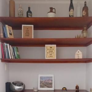タンディルにあるLiquenes del Cerroの本の並ぶ木製の棚