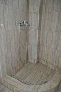 a shower with a shower head in a bathroom at Vila RAZA - locatie centrala in Eforie Nord +22 photos