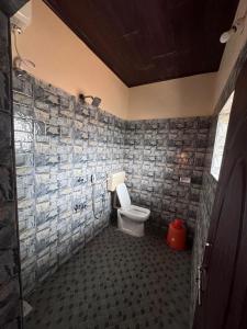 a bathroom with a toilet and a shower at Aikya homestay , Indian tourists only in Gokarna