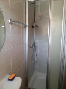 ein Bad mit einer Dusche, einem WC und einer Badewanne in der Unterkunft Apartment Jevic in Raslina