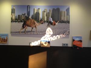 a poster on a wall with two camels on the beach at Hotel Sandmanns am Dom in Cologne