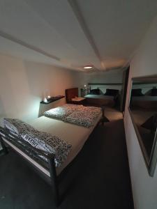 a bedroom with a large bed in a room at "Bedroo" Ferienwohnung am historischen Hafen in Wanfried