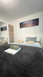 a bedroom with two beds with pillows on them at Central Garden Palace Iasi in Iaşi
