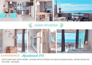 a collage of two pictures of a kitchen and a living room at SARA RIVIERA Costa Plana in Cap d'Ail