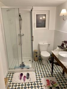 un baño con ducha y WC en La Maison Marguerite, en Herrère 22 fotos más